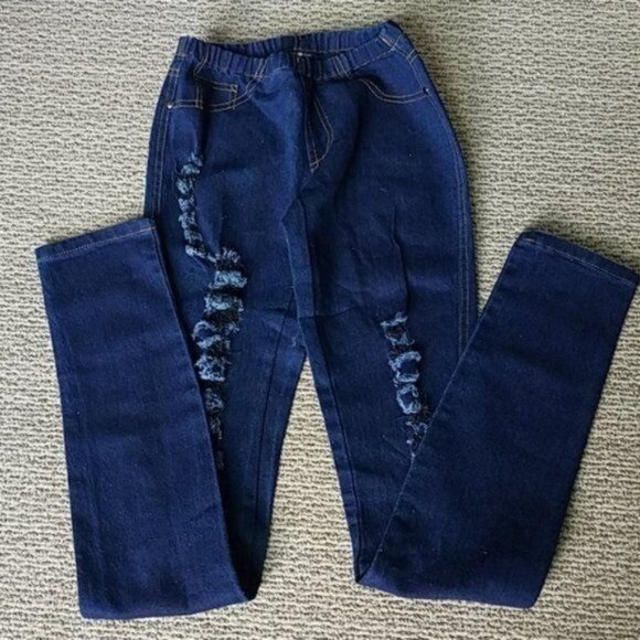 Jeans Legging Jeggings Skinny Pants Distressed BLUE WOMEN'S WOMAN'S SIZE SMALL - Picture 4 of 11